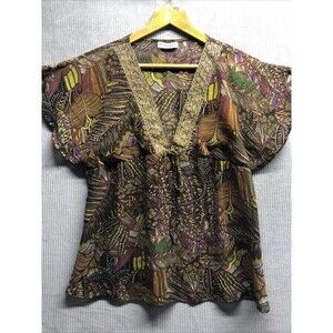 Y2K MEGHAN NOLAND Los Angeles Sheer Floral Kimono Tunic Top Size Unknown